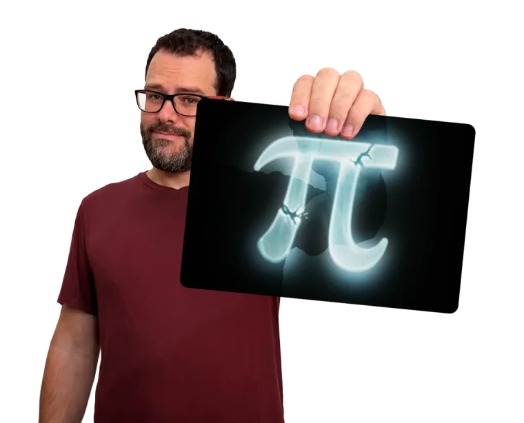 Símbolo de pi fraturado em luz neon — metáfora da fratura de aprendizagem