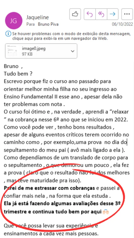 Depoimento sobre mãe confiando mais na filha