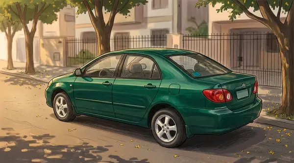 Corolla verde metálico, representando a decisão que a mãe de Bruno tomou quando ele tinha 17 anos